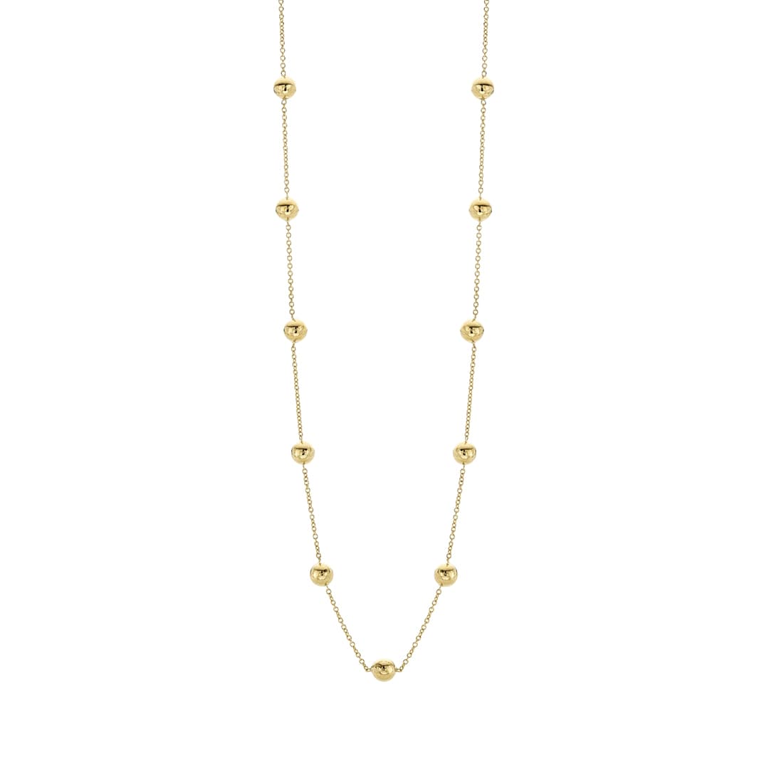 Polished Yellow Gold Ball Station Necklace 0