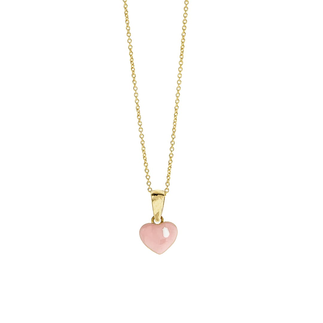 Child's Pink and White Heart Enamel Necklace 0