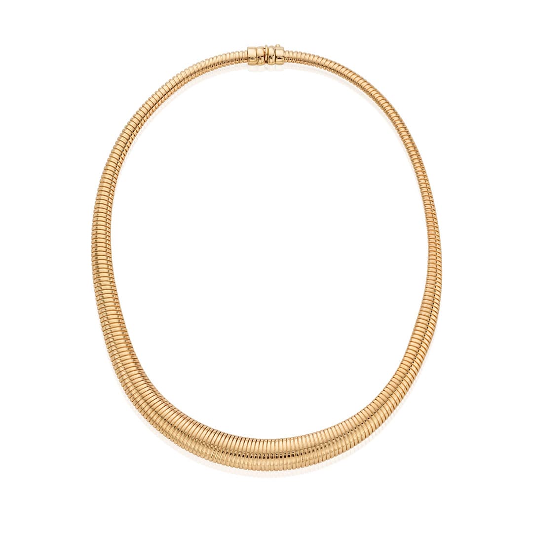 Graduated Omega Chain Necklace in 14k Yellow Gold 0