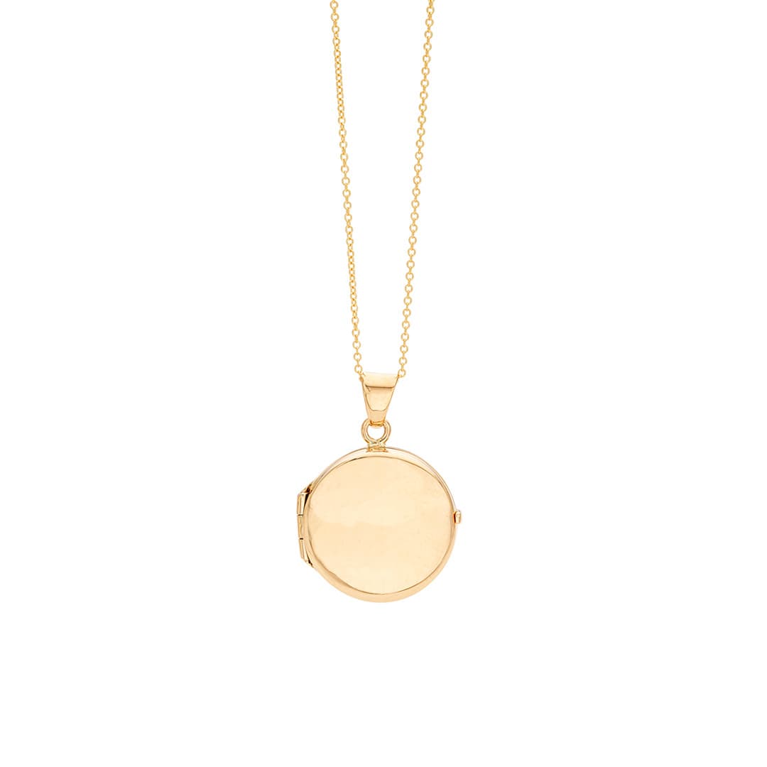 Yellow Gold Round Locket Necklace, 20mm 0