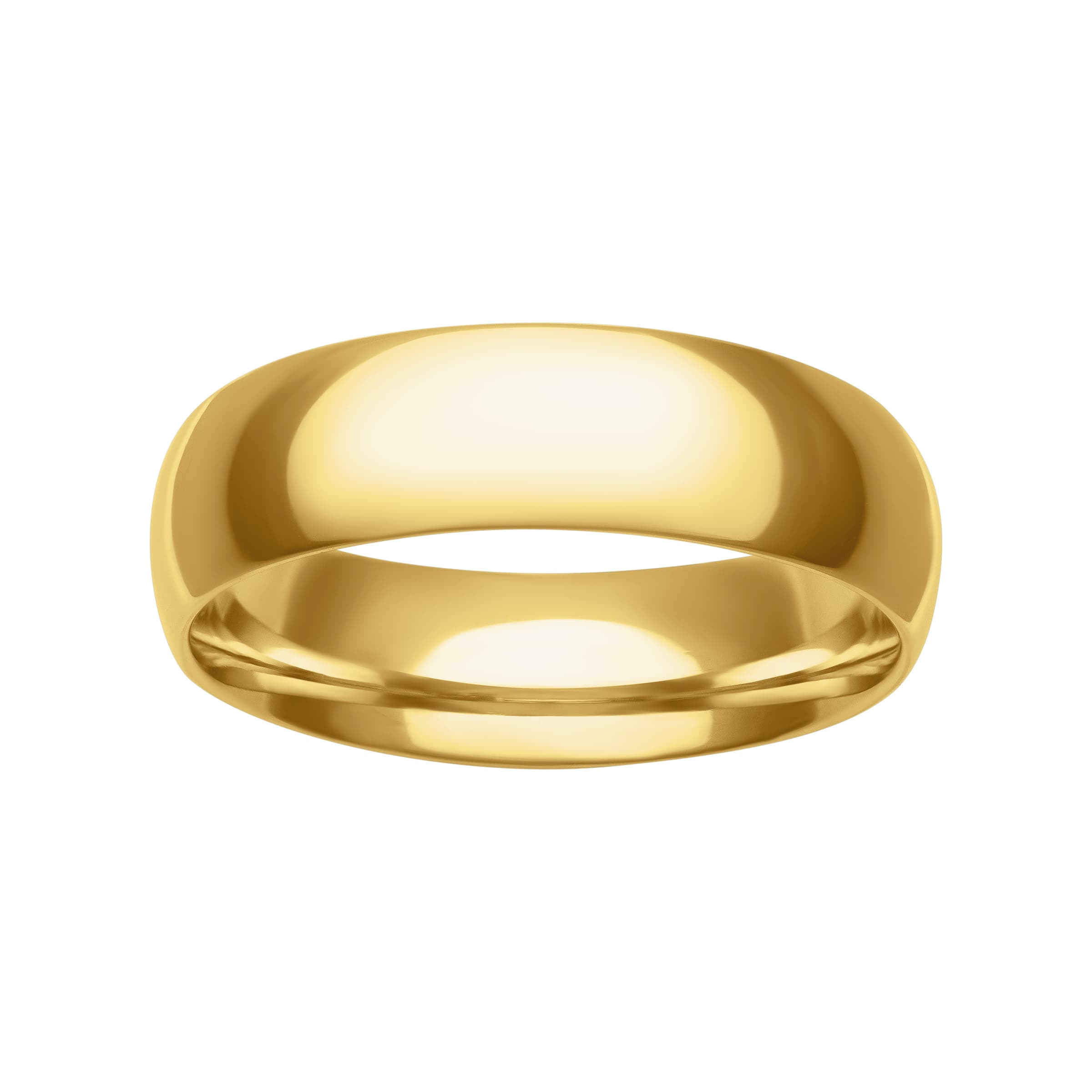 Mens 6mm 14k Yellow Gold Low Dome Comfort Fit Wedding Band