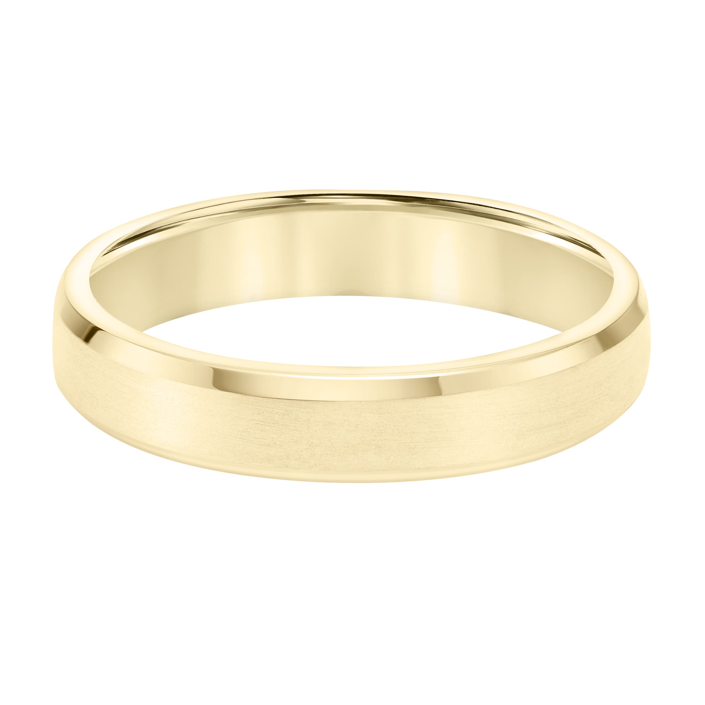 Mens 14k Yellow Gold 4.5mm Flat Beveled Wedding Band