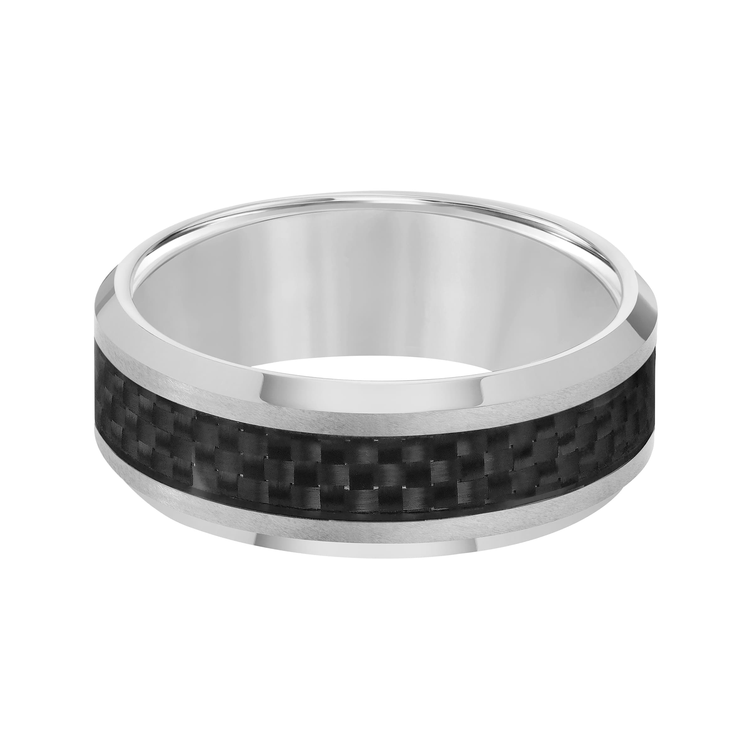 Mens Tungsten and Carbon Fiber Wedding Band