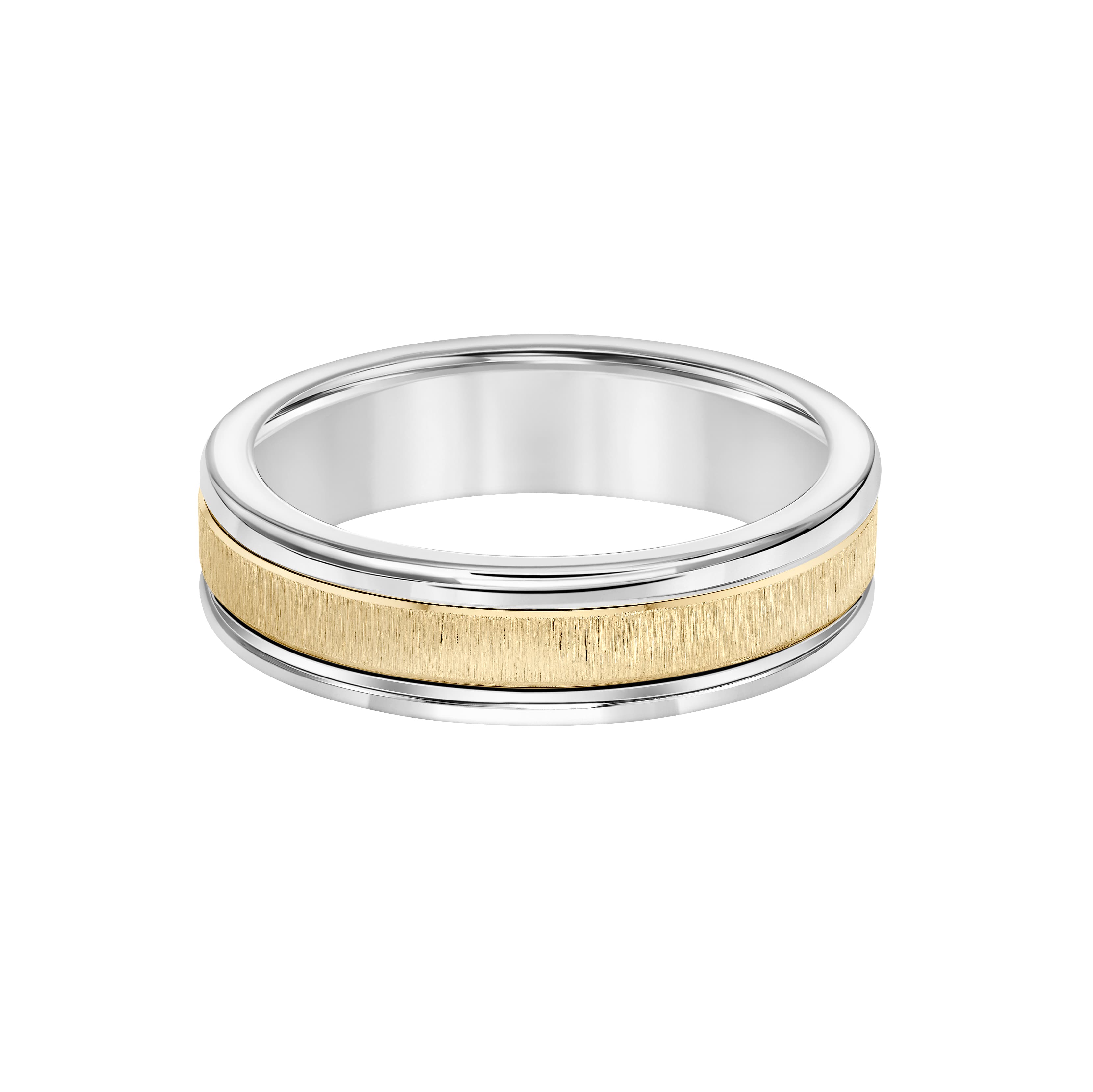 Mens Tungsten and Yellow Gold Wedding Band