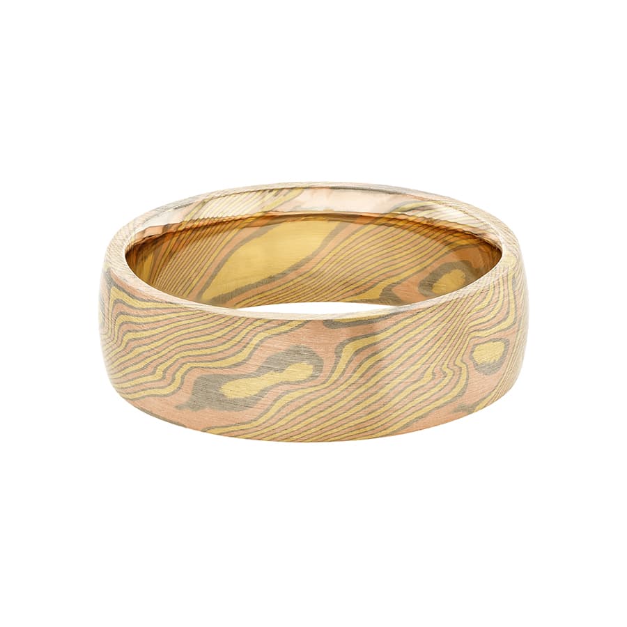 Chris Ploof Birch Mokume Wedding Band in 18K Yellow Gold