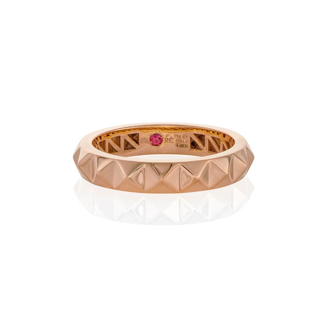 Roberto Coin Obelisco Pyramid Single Row Rose Gold Band