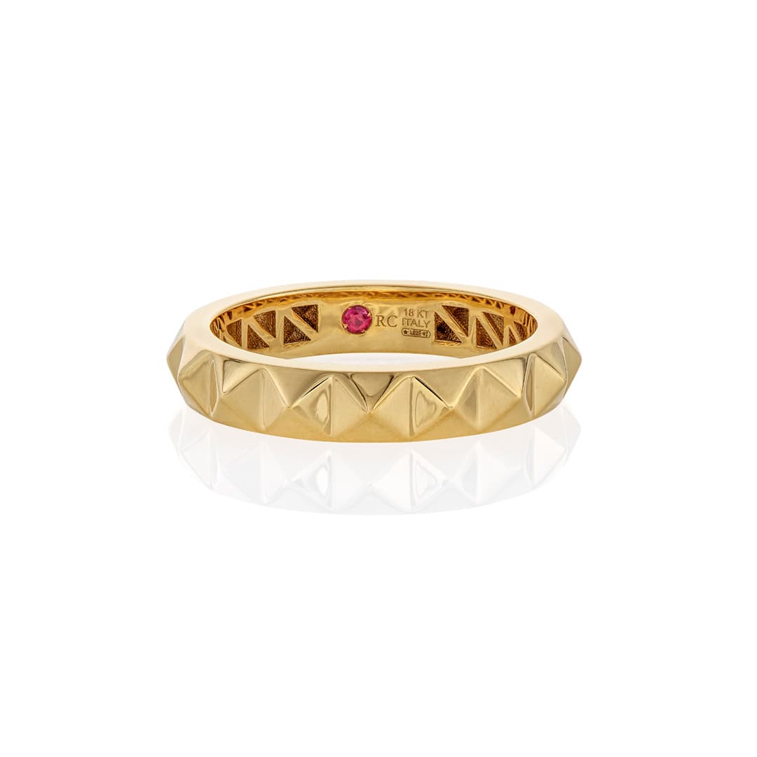 Roberto Coin Obelisco Pyramid Single Row Yellow Gold Band