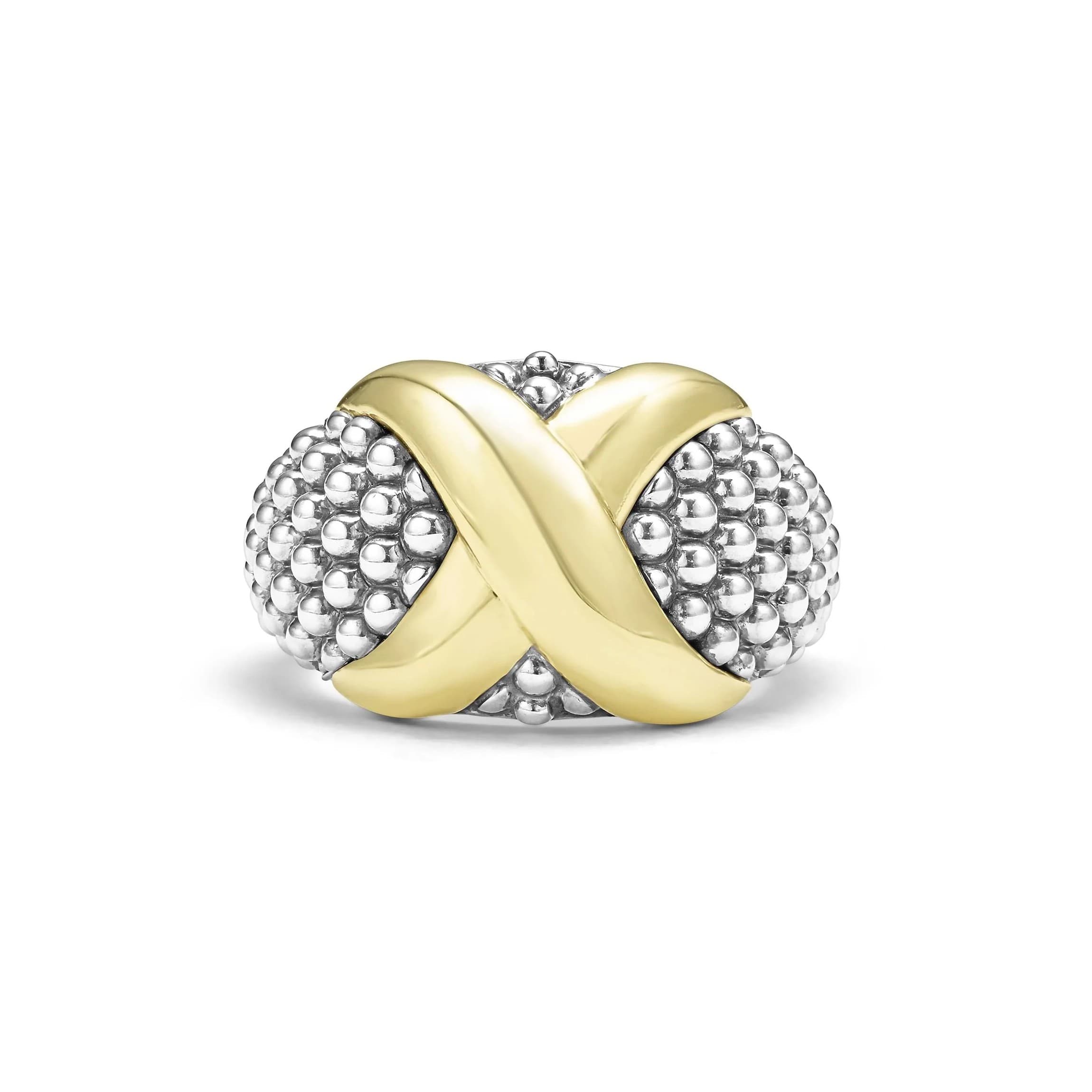 Lagos Embrace Two-Tone X Caviar Dome Ring 0