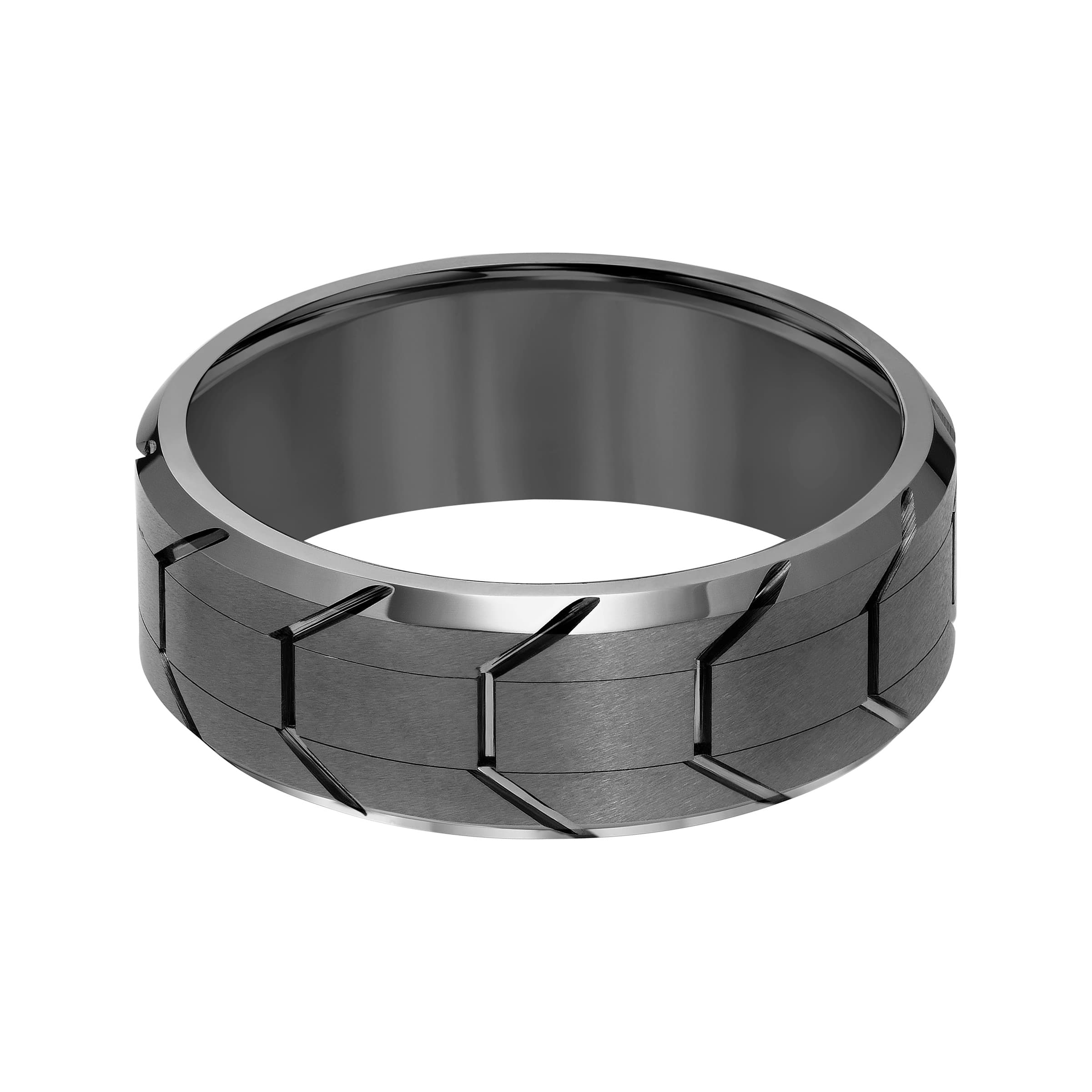 Mens Gray Tungsten Tire Tread Band 0