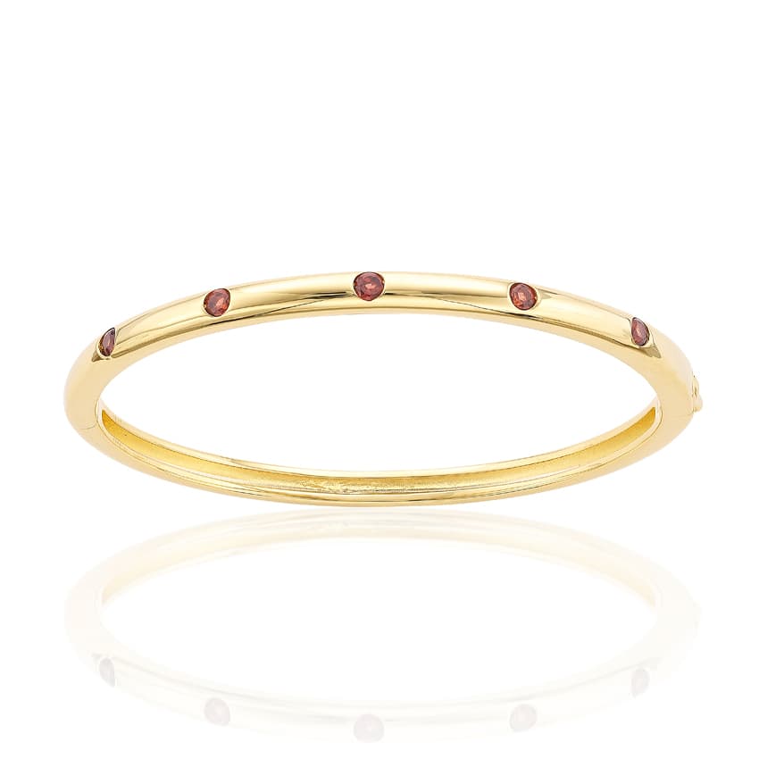 Sterling Silver & Gold Plated Bezel Set Garnet Bangle 0