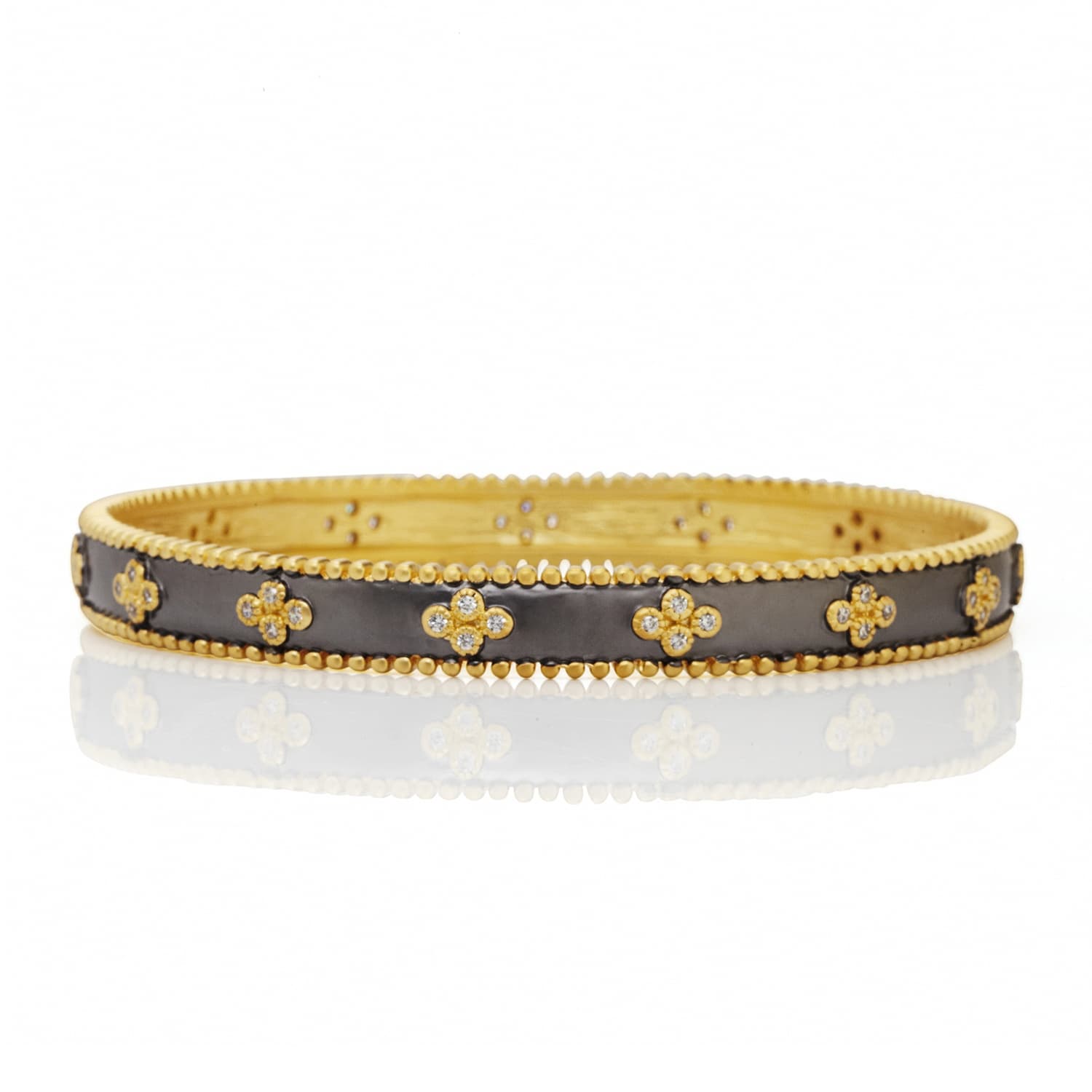 Freida Rothman Gold & Black Signature Beaded Bangle 0