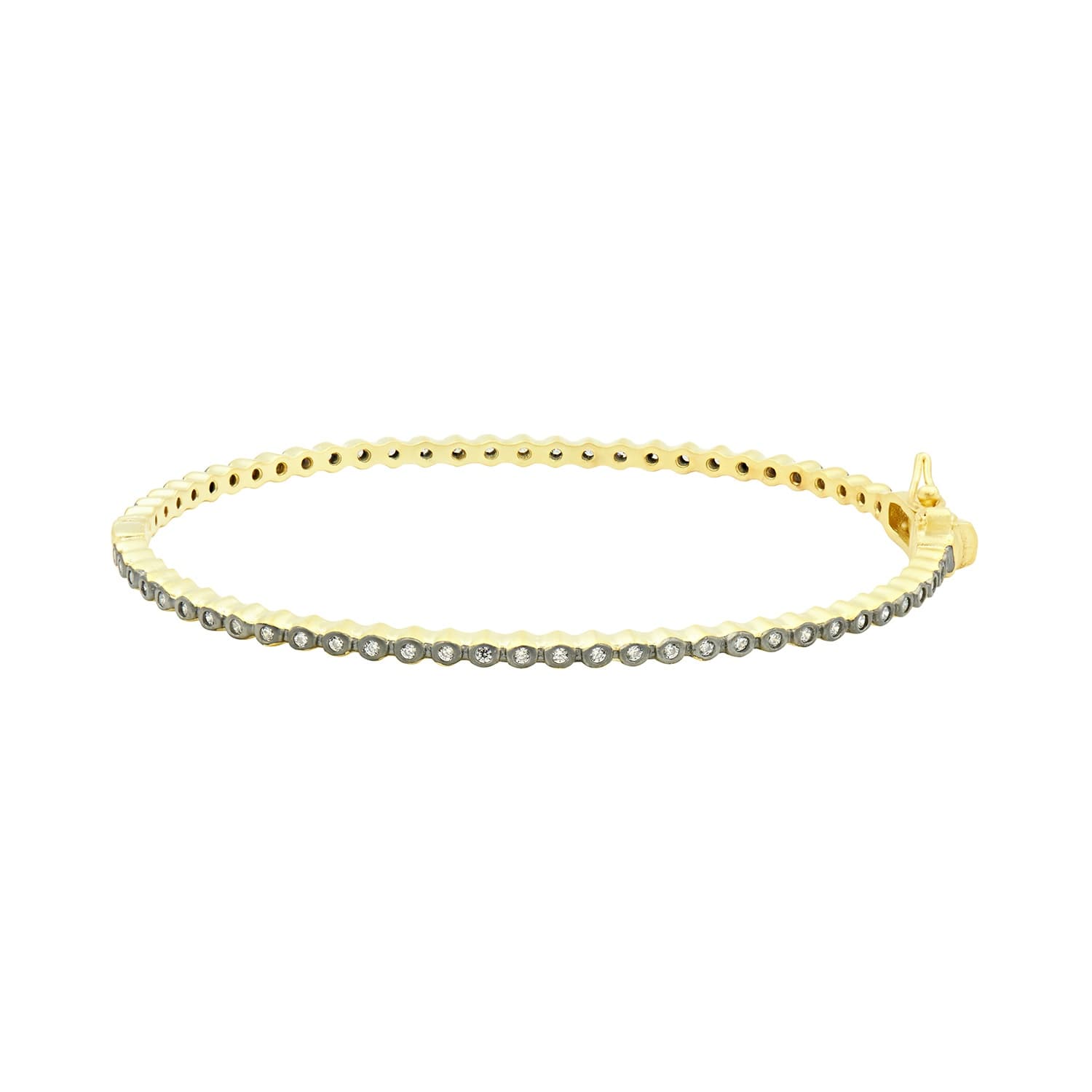 Freida Rothman Signature Bezel Pav? Hinge Bangle, Gold & Black 0