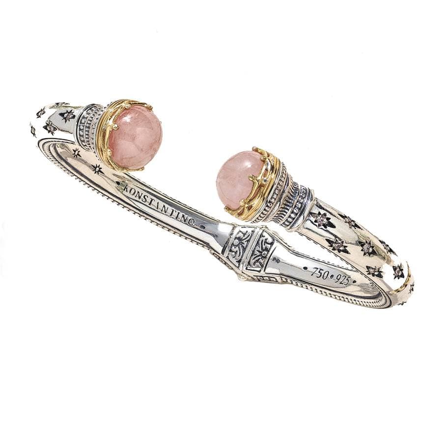 Konstantino Sterling Silver & Yellow Gold Morganite Doublet Cuff Bracelet