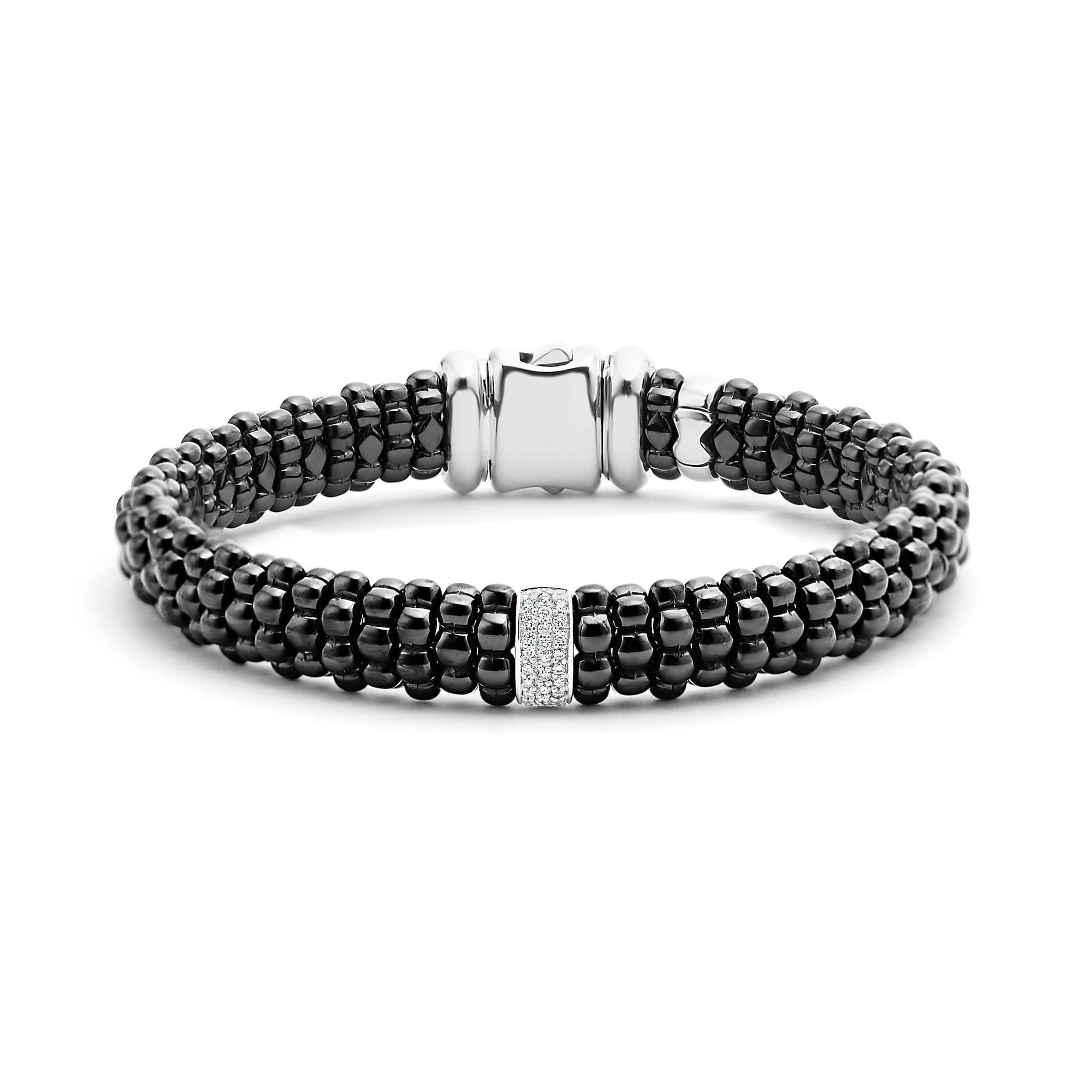 Lagos Black Caviar 9mm Single Station Ceramic Diamond Bracelet