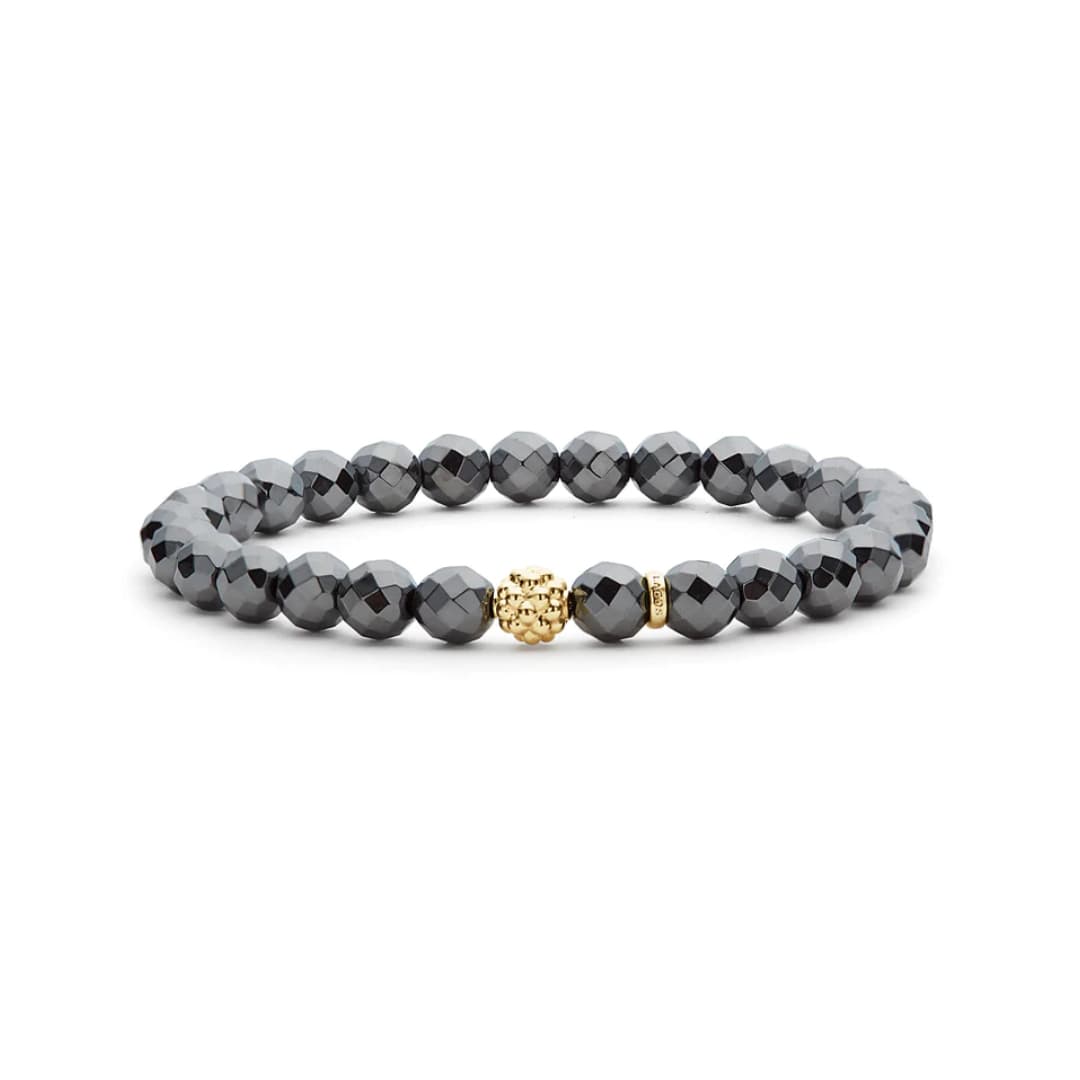 Lagos Caviar Icon Hematite Gold Station Bead Bracelet