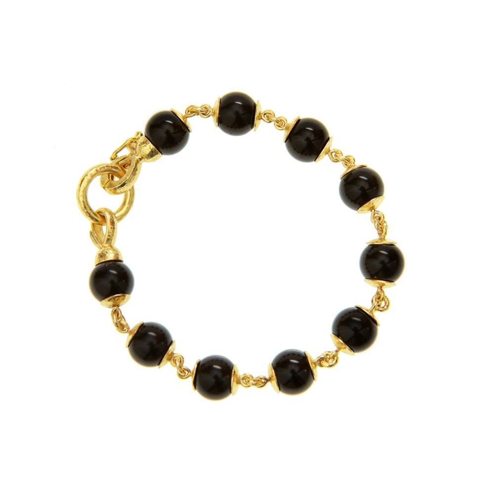 Elizabeth Locke Round Black Jade Bead Link Bracelet 0