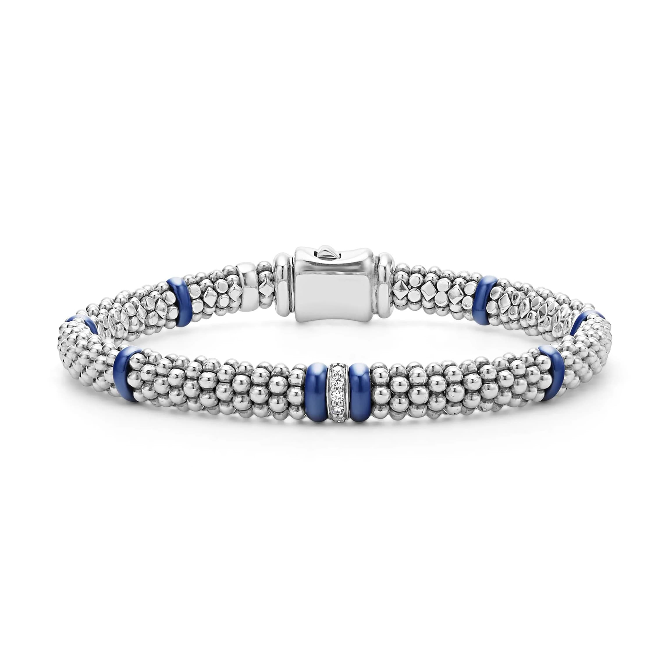 Lagos Blue Caviar 6mm Single Station Diamond Caviar Bracelet