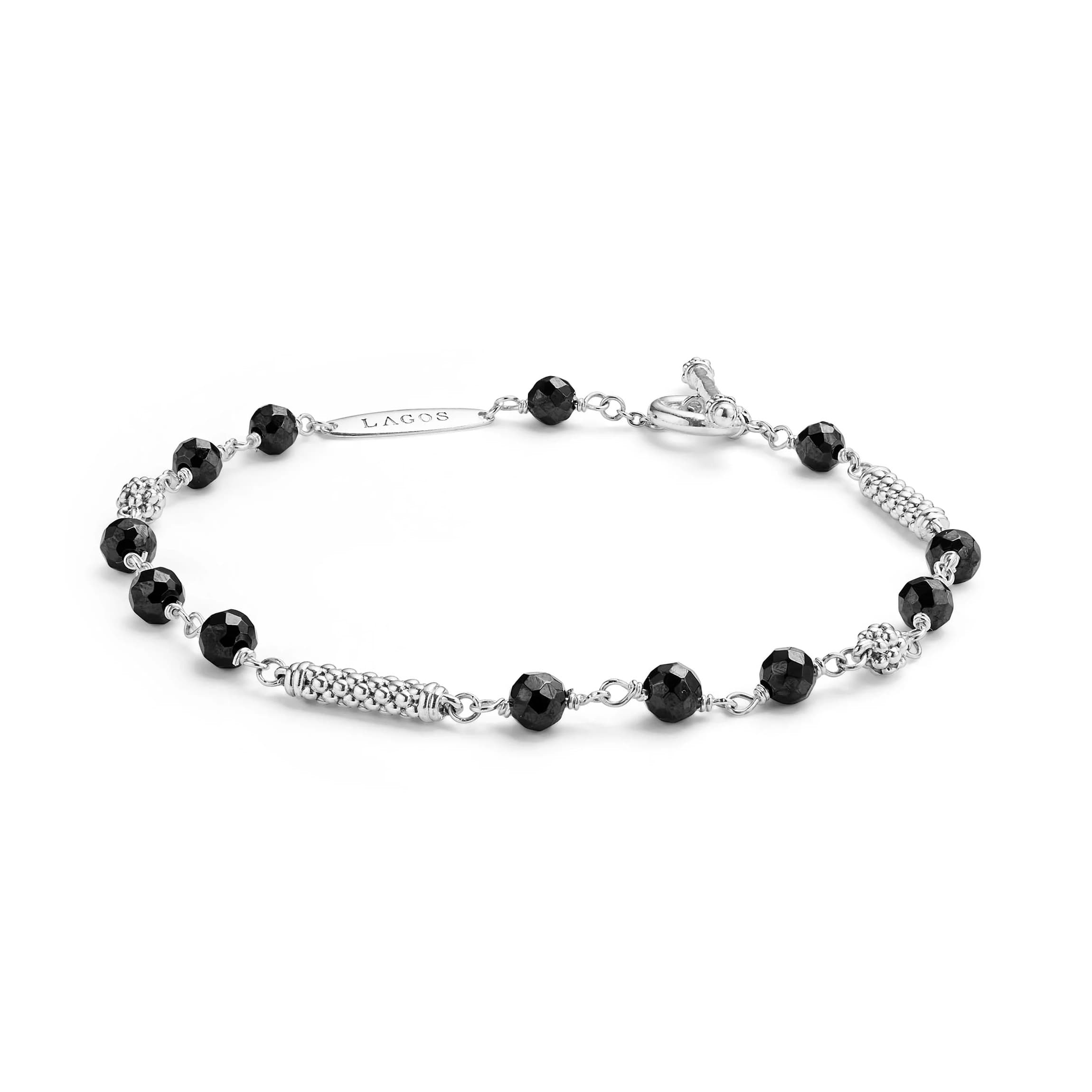 Lagos Caviar Icon Black Ceramic Beaded Bracelet 0