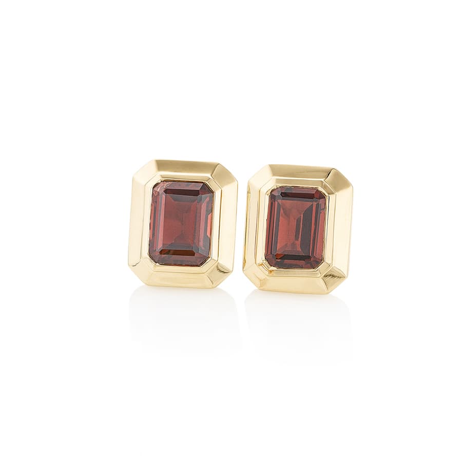 Yellow Gold Garnet Stud Earrings 0