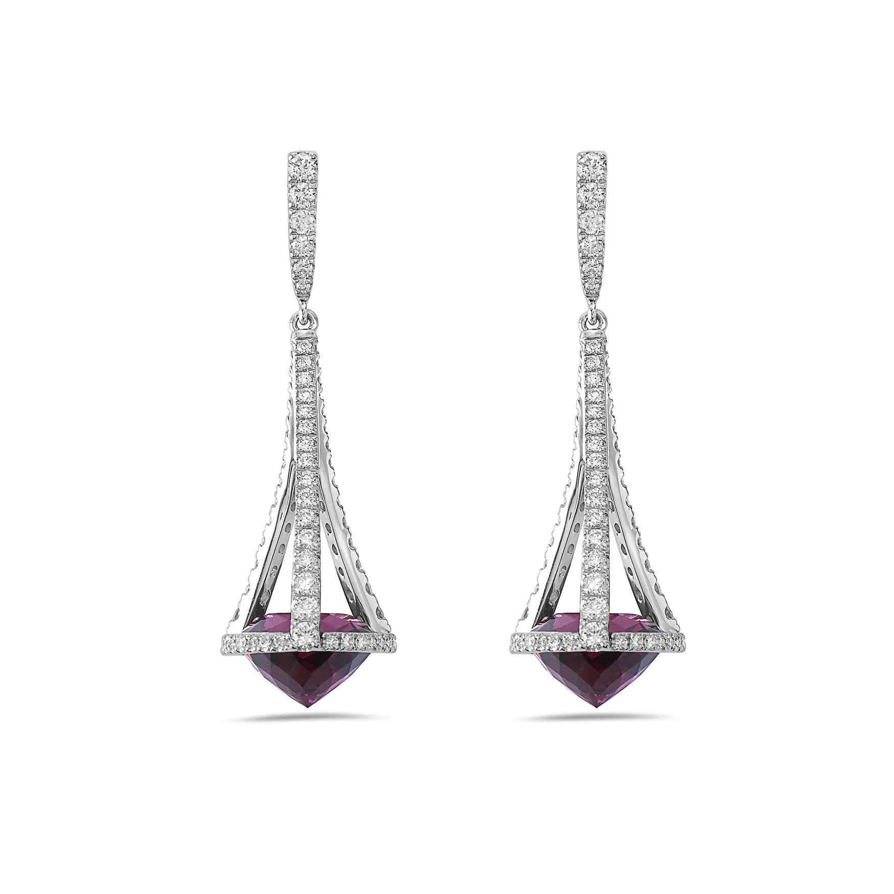 Charles Krypell Garnet and Diamond Chandelier Earrings