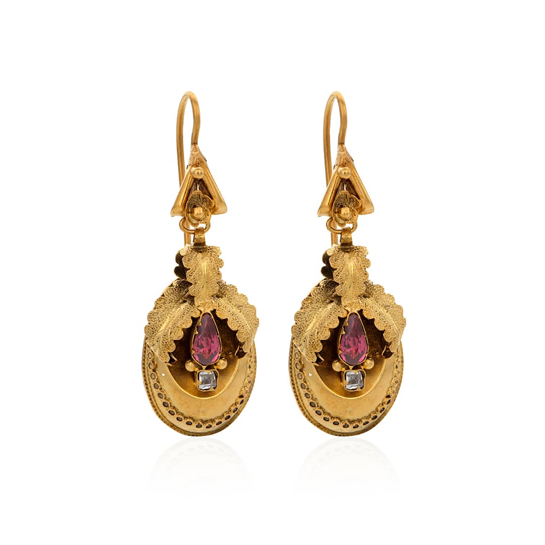 Estate Collection Floral Garnet Earrings 0