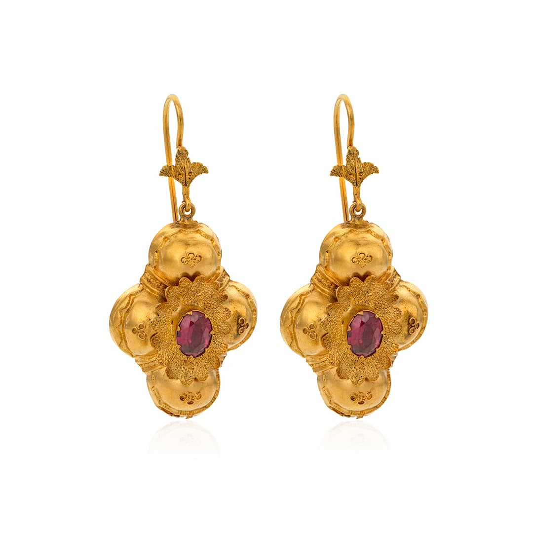 Estate Collection Garnet Quatrefoil Earrings