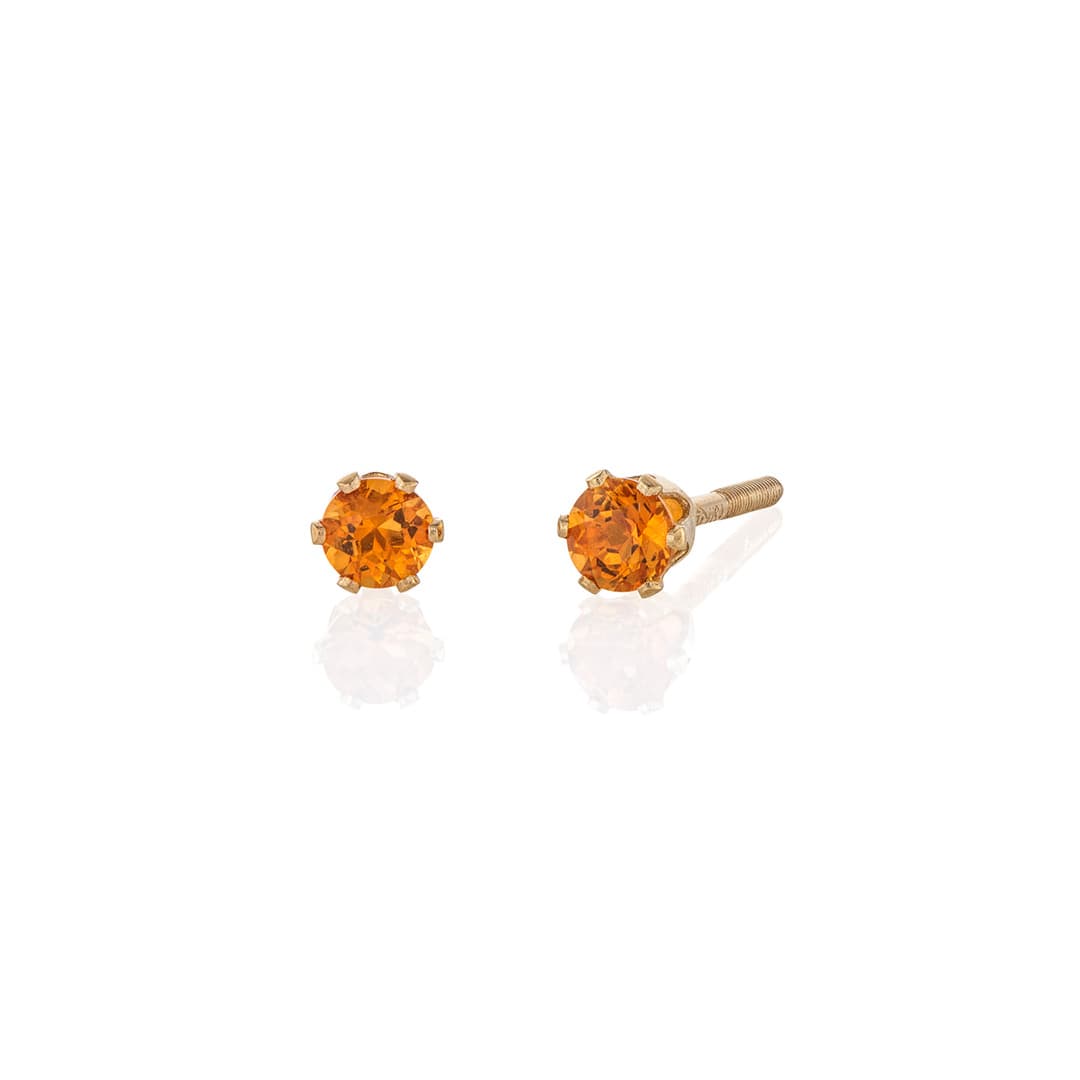 Child's 3mm Citrine Yellow Gold Stud Earrings 0