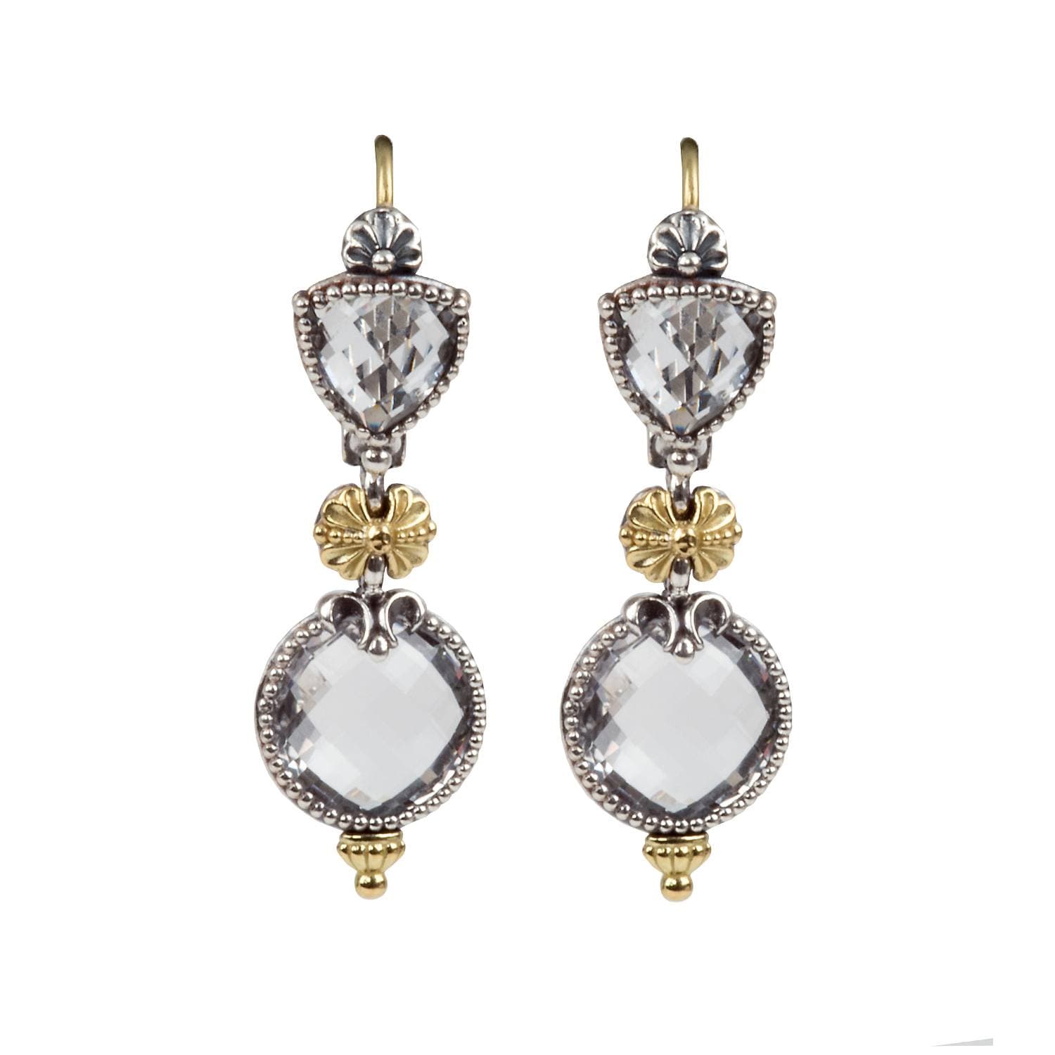 Konstantino Pythia clear quartz double drop earring_1