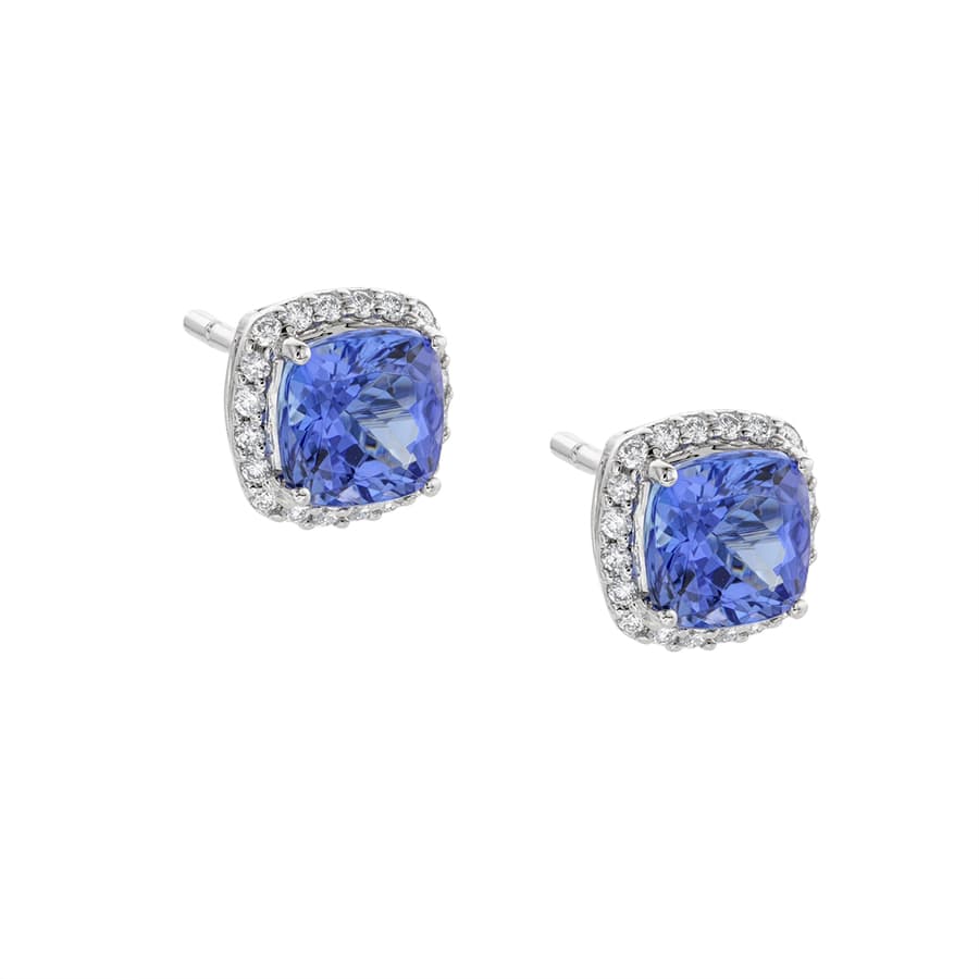 2.14 CTW Tanzanite & Diamond Stud Earrings