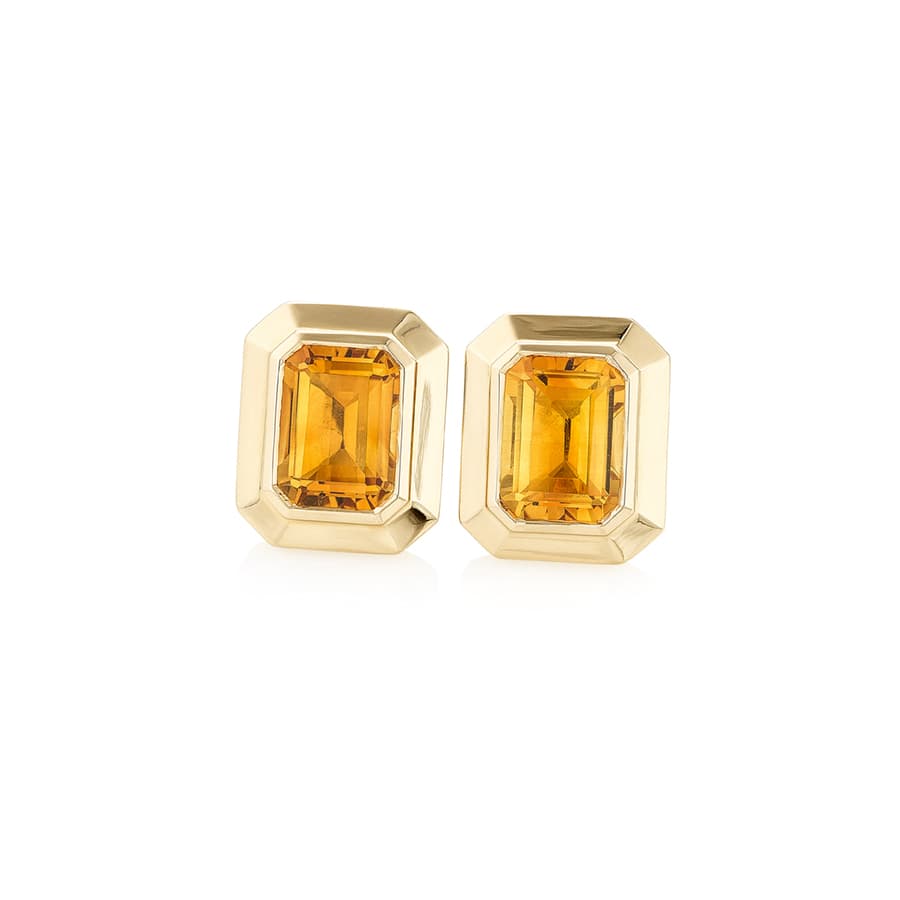 Yellow Gold Citrine Stud Earrings 0