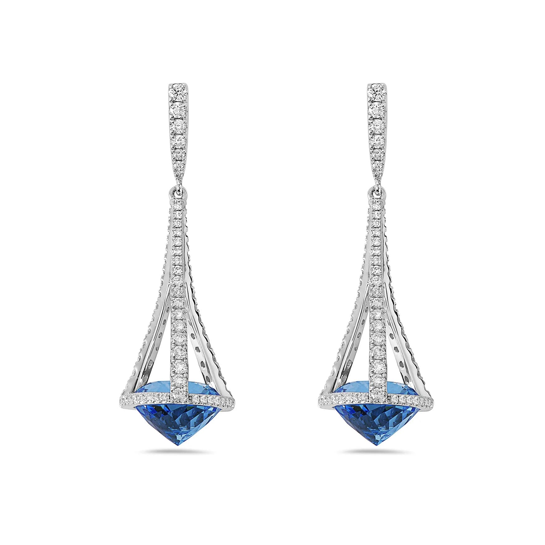 Charles Krypell London Blue Topaz and Diamond Chandelier Earrings 0