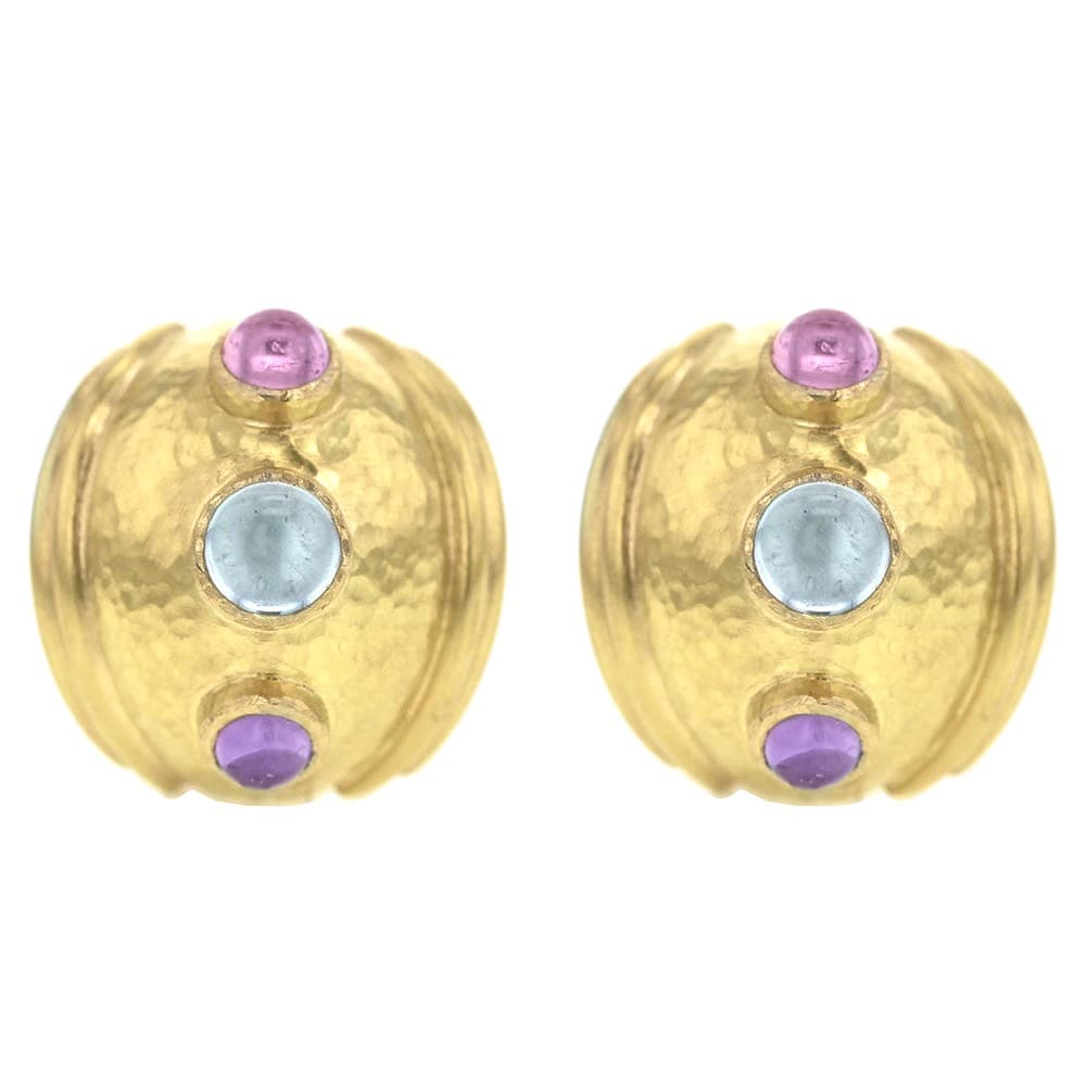 Elizabeth Locke Small Tutti-Frutti Puff Earrings 0