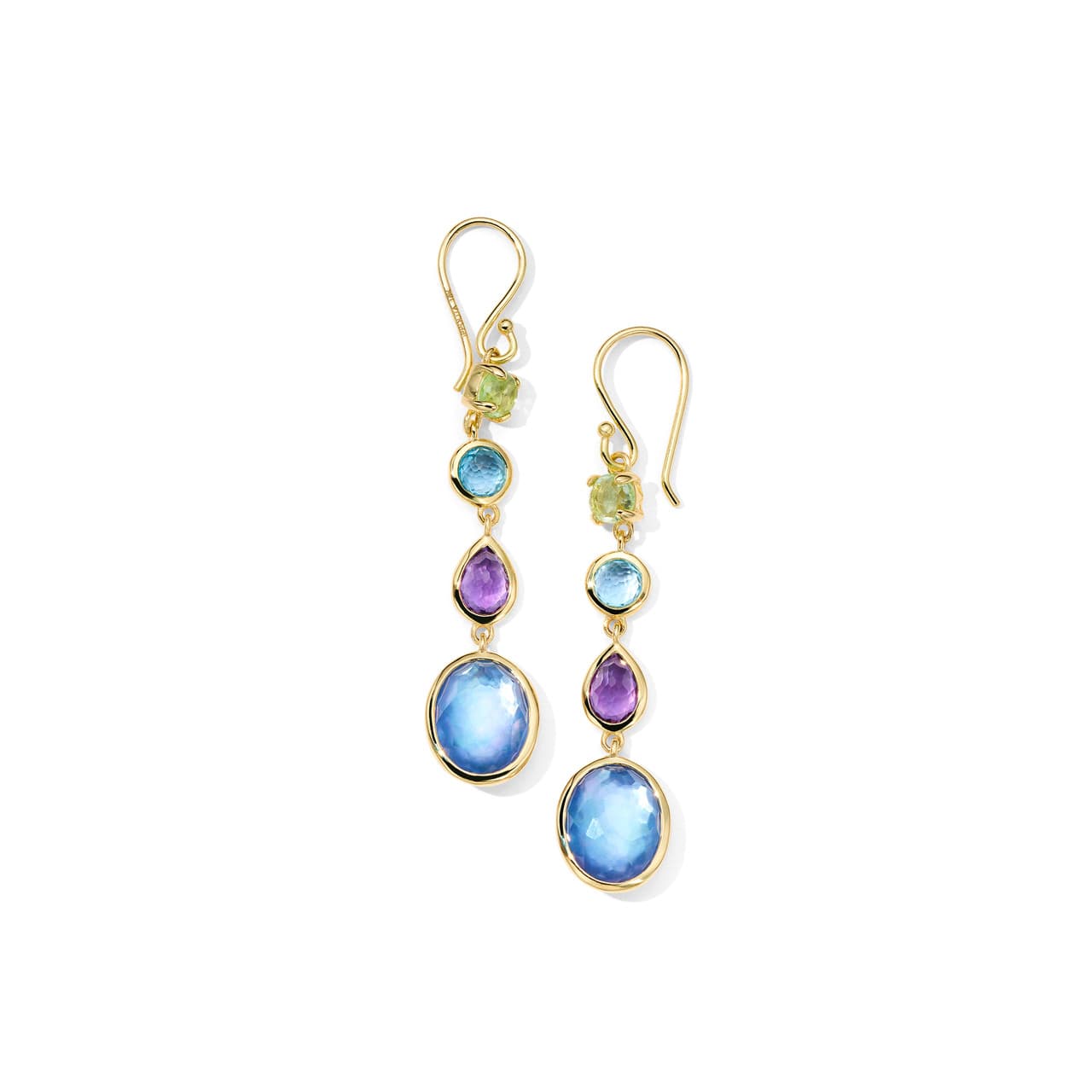 Ippolita Rock Candy Small 4 Stone Linear 18k Gold Earrings in Alpine