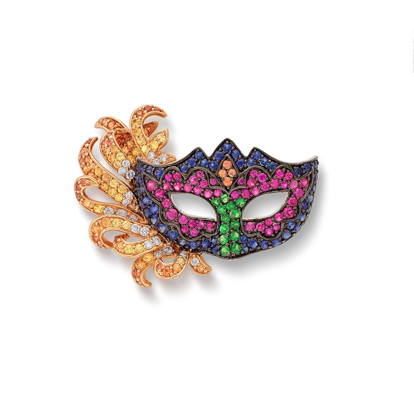 Mardi Gras Mask Brooch Pendant, Royal Court