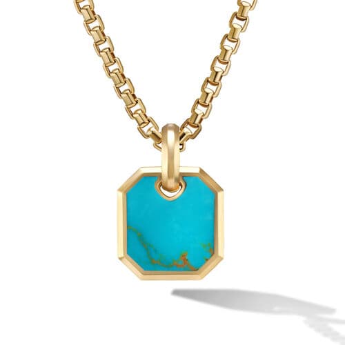 David Yurman Mens Roman Amulet in 18K Yellow Gold with Turquoise