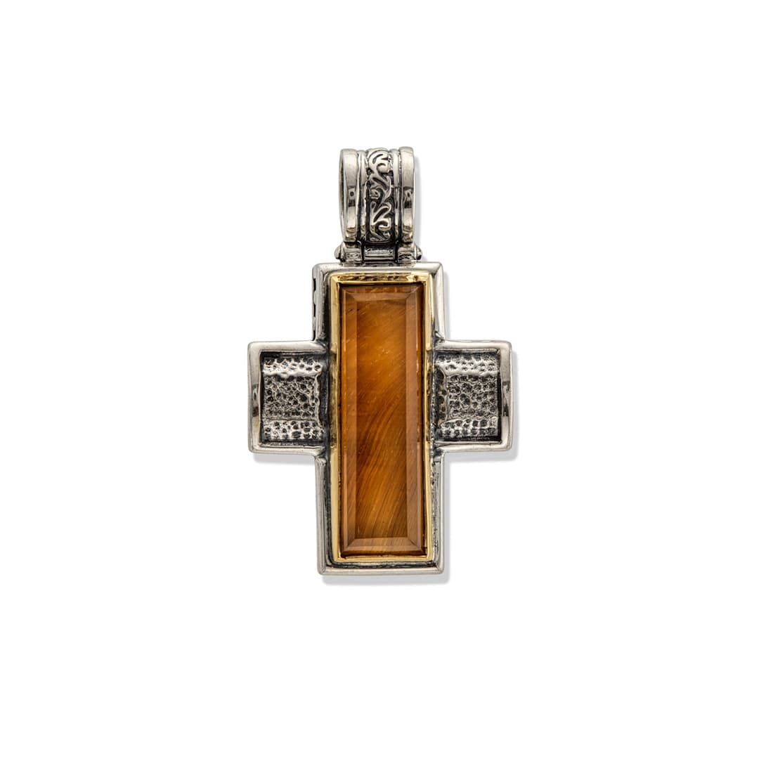 Konstantino Hephaestus Tiger's Eye Cross Pendant 0