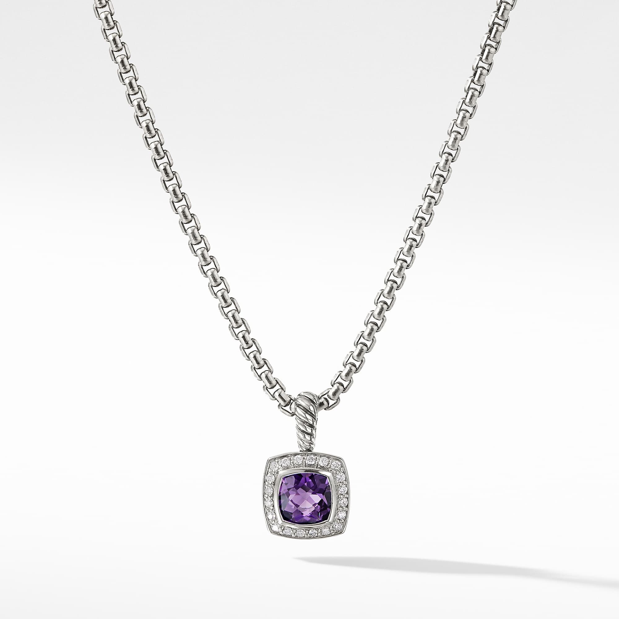 David Yurman Petite Albion Pendant Necklace with Amethyst and Diamonds