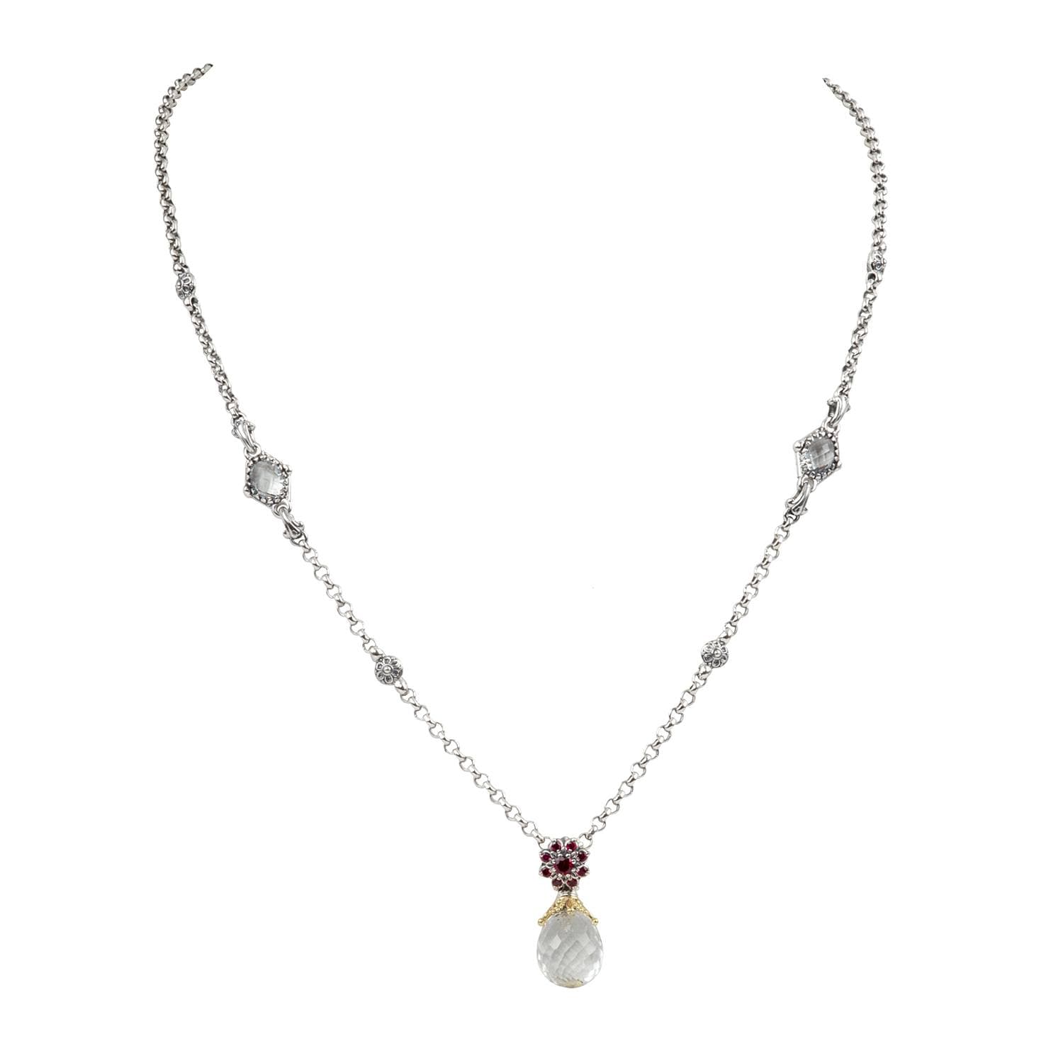 Konstantino Pythia Pendant Necklace with Clear Quartz Drop