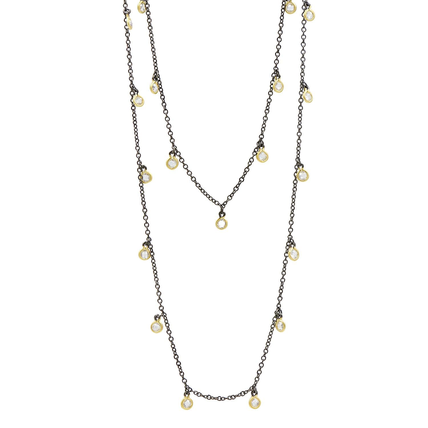 Freida Rothman Signature Bezel Droplet Strand 40 Inch Necklace