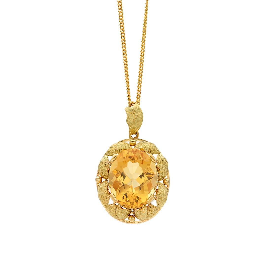 Estate Collection Floral Citrine Pendant Necklace