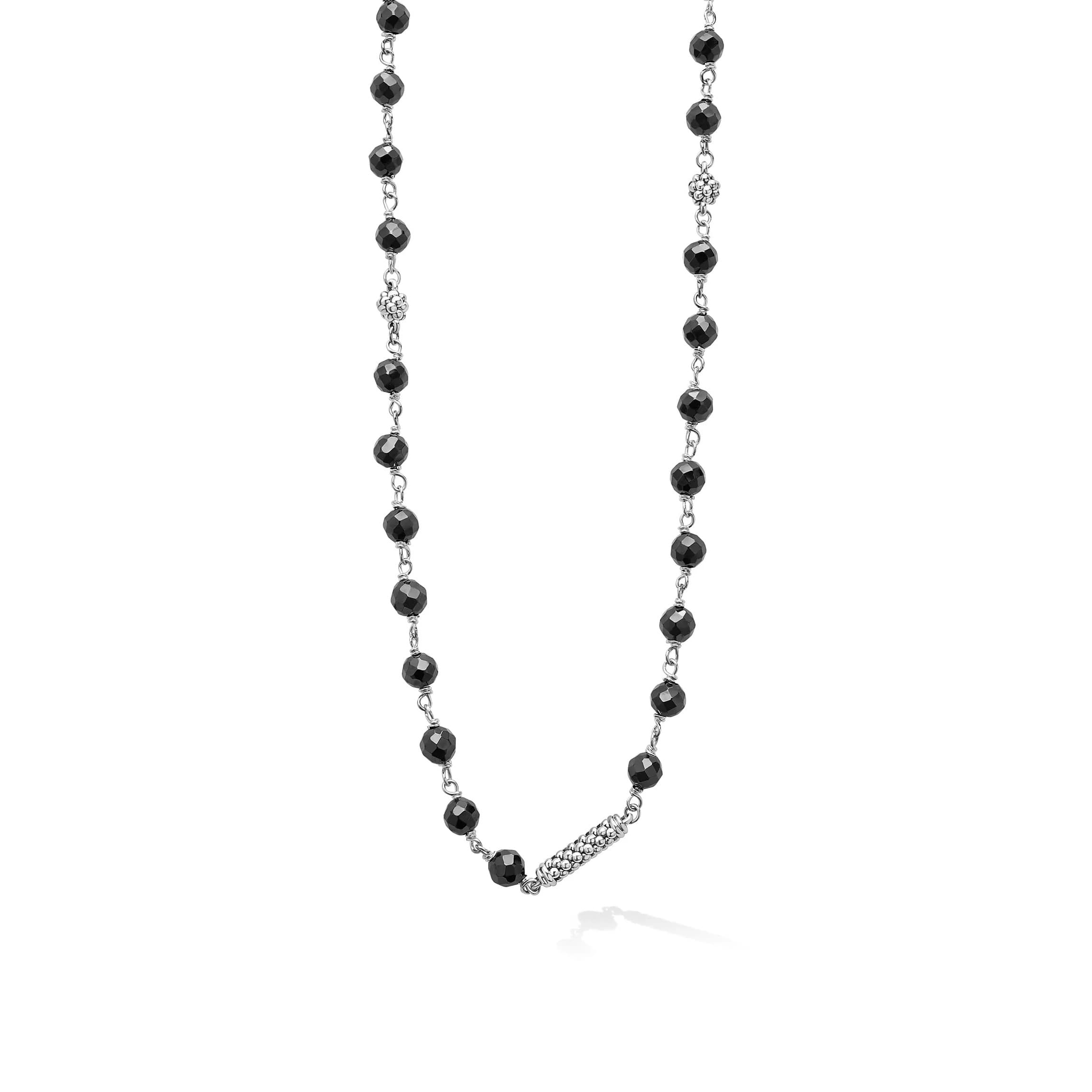 Lagos Caviar Icon Long Black Ceramic Beaded Necklace