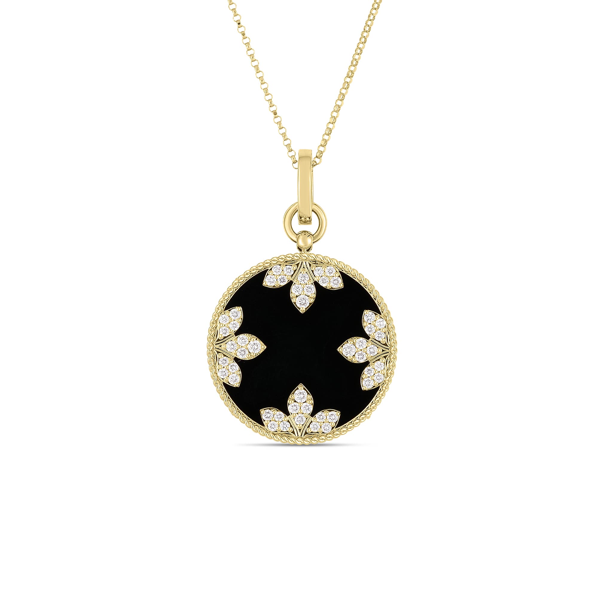 Roberto Coin Medallion Charms Black Jade and Diamond Necklace 0