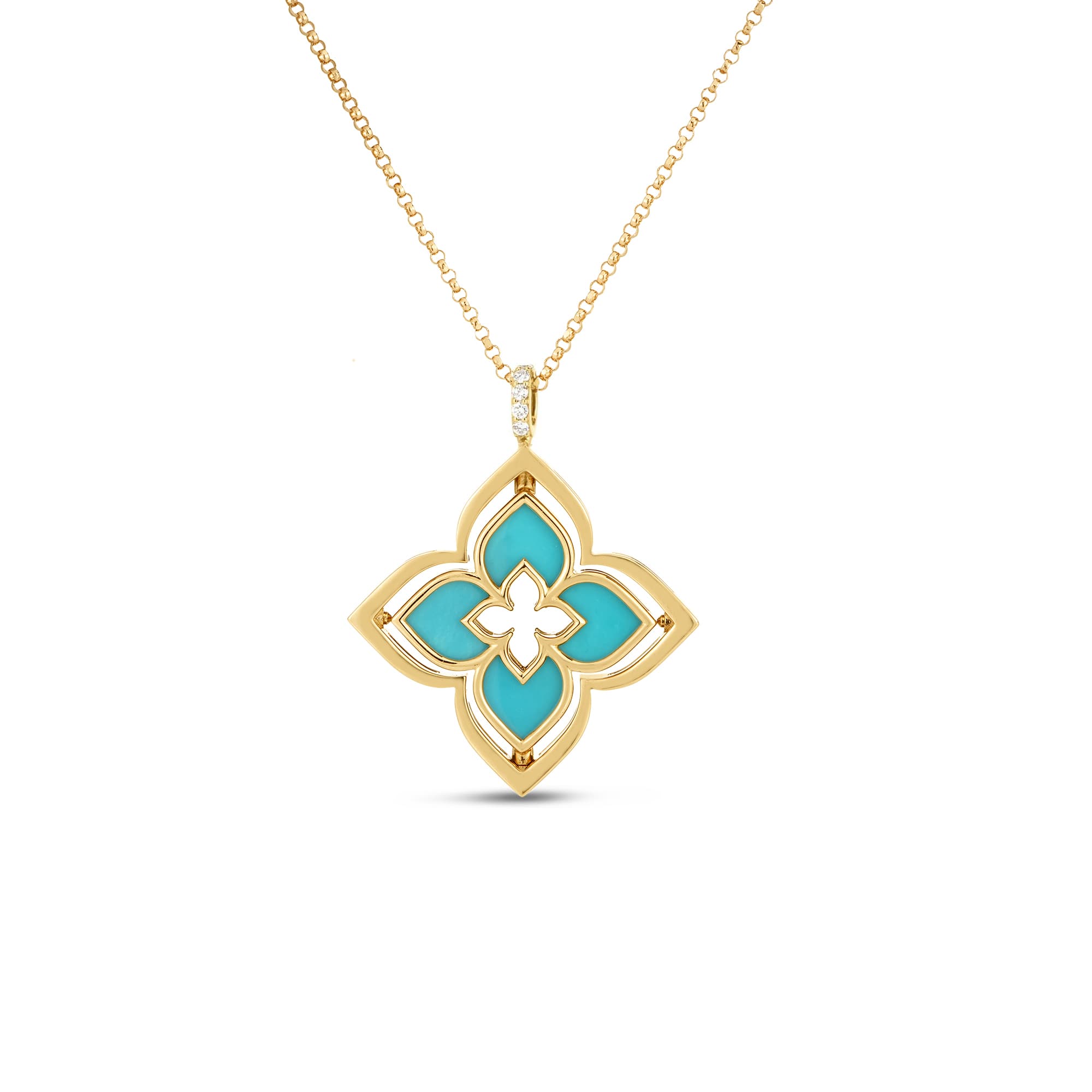 Roberto Coin Venetian Princess Reversible Pendant Necklace with Turquoise and Diamonds