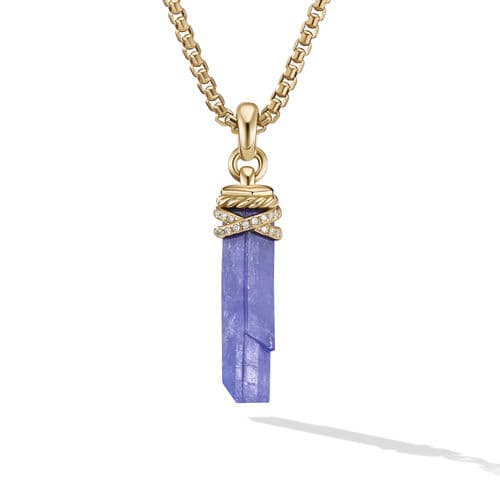 David Yurman Wrapped Tanzanite Crystal Amulet with 18K Yellow Gold and Pave Diamonds