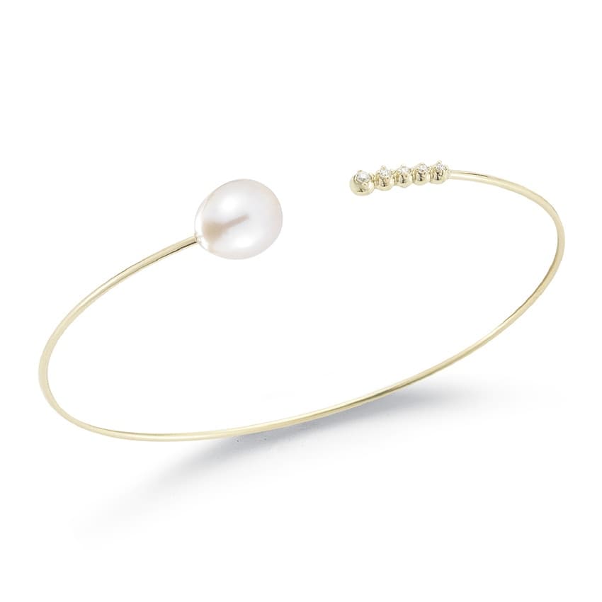 Mizuki Freshwater Pearl & Diamond Cuff Bangle 0