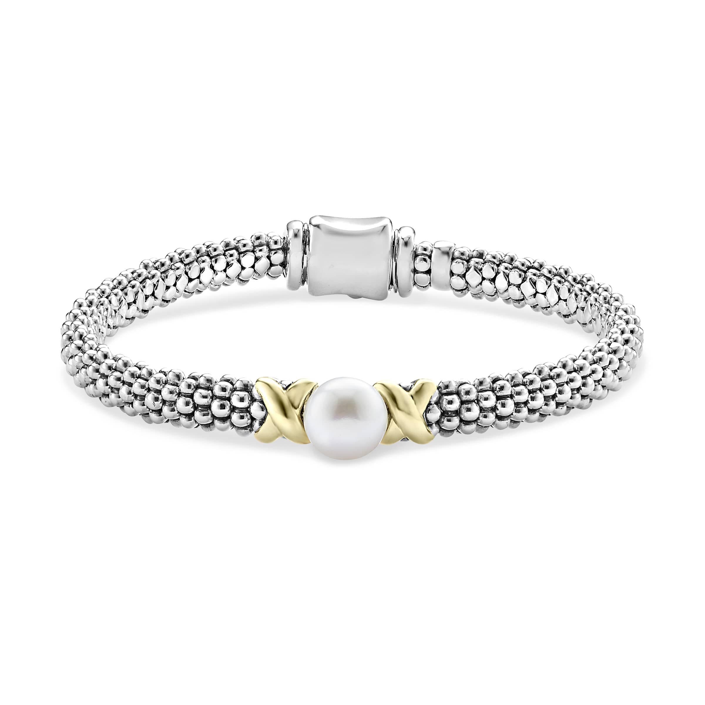 Lagos Luna 6mm Two-Tone X Pearl Caviar Bracelet