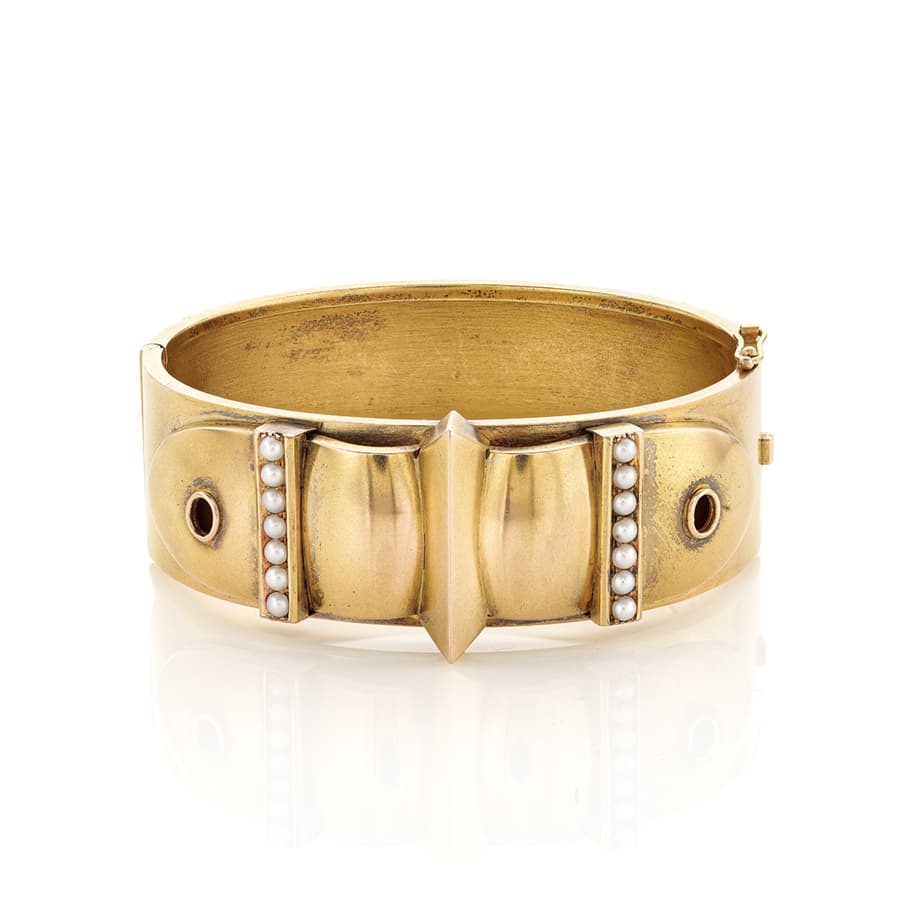 Estate Collection Pearl and Diamond Buckle Bangle