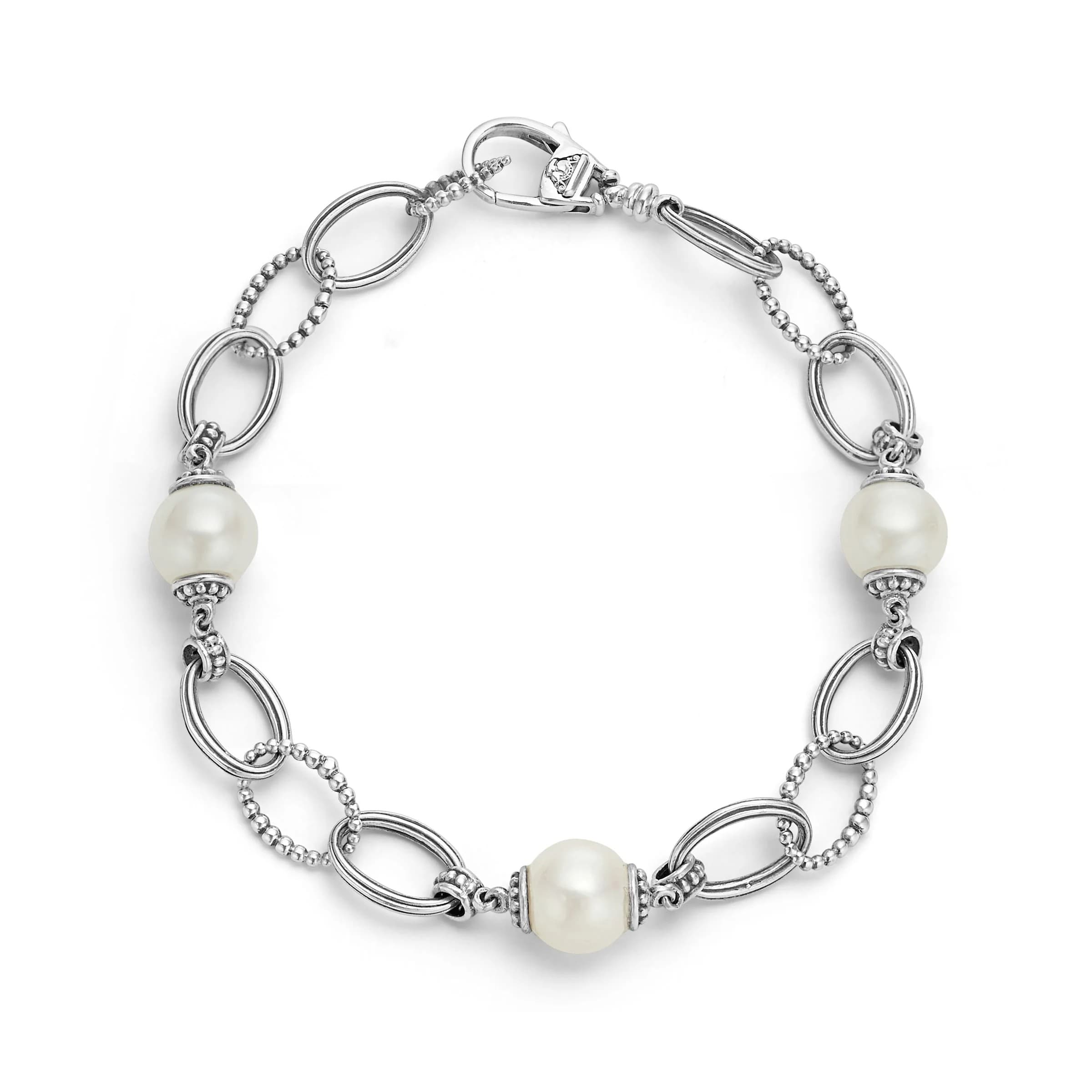 Lagos Luna Caviar Pearl Link Bracelet