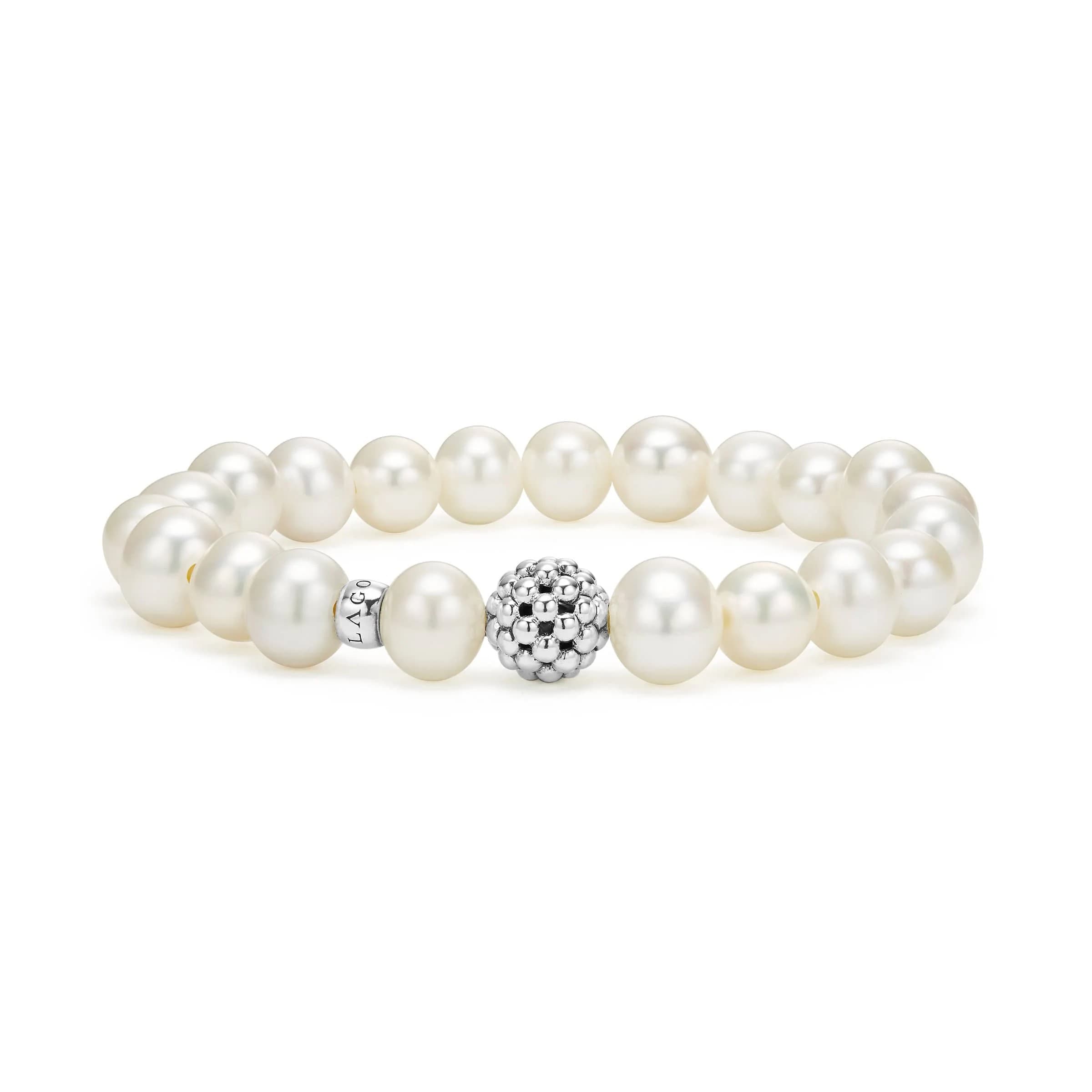 Lagos Maya Pearl Silver Station Bead Bracelet 0