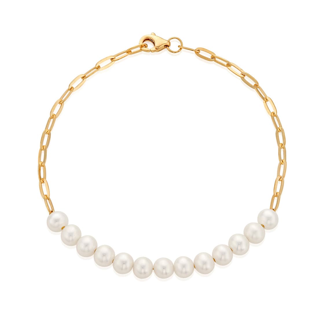 Cultured Pearl Paperclip Link Bracelet